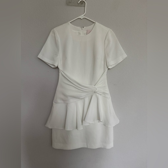 CINQ A SEPT Fontaine crepe peplum dress IVORY 4 - Picture 5 of 9